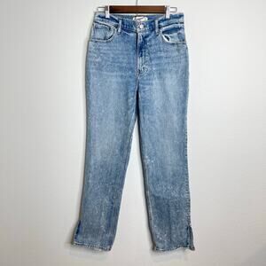 Abercrombie 90s Straight Ultra High Rise Jeans 28 Regular Acid Wash Slit Hem